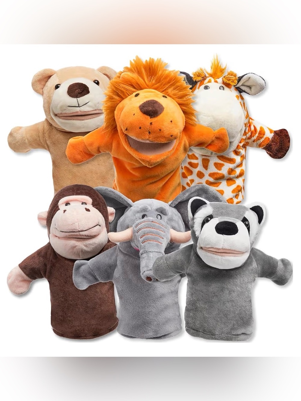 JOYIN 6Pcs Kids Hand Puppet Set with Working Mouth